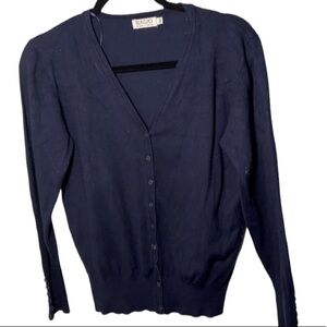 Biagio Sweater size M navy blue cardigan long sleeve button down details